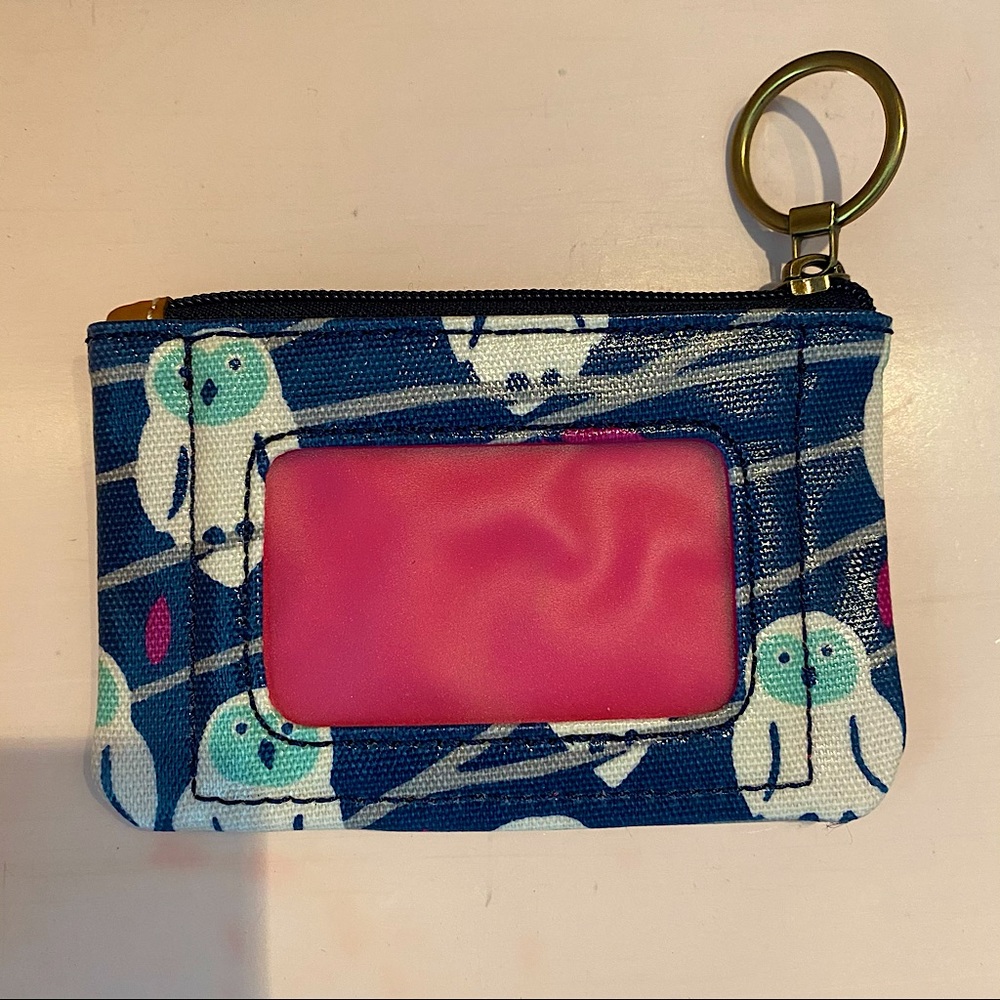 Fossil Owl Print ID Wallet, Navy Blue, NWOT